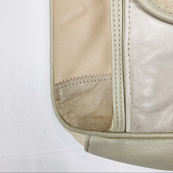 Vintage leather patchwork purse 80s 90s cream pink retro neutral beige white - Picture 12 of 12